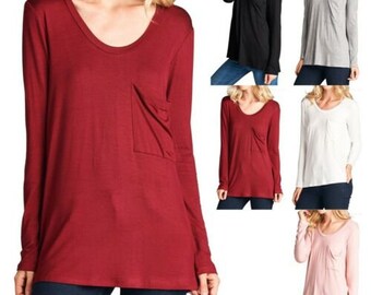 Women Solid  Tops / Long Sleeve / Loose Fit Tops /  Casual Tops