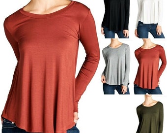 Women's Solid Top/ Long Sleeve / Loose Fit Top / Casual Tops