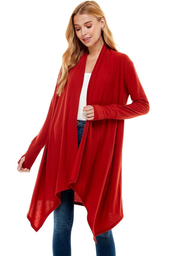 Women's Long Waterfall Cardigan / Lightweight / Butter - Etsy Polska
