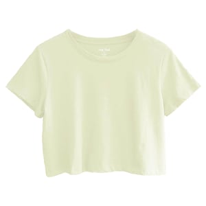 Crop Tops for women Off-White / Loose Fit / Boxy T-Shirts / Girl&#39;s Tee / Round Neck Top Short Sleeve / Solid Cotton Cropped