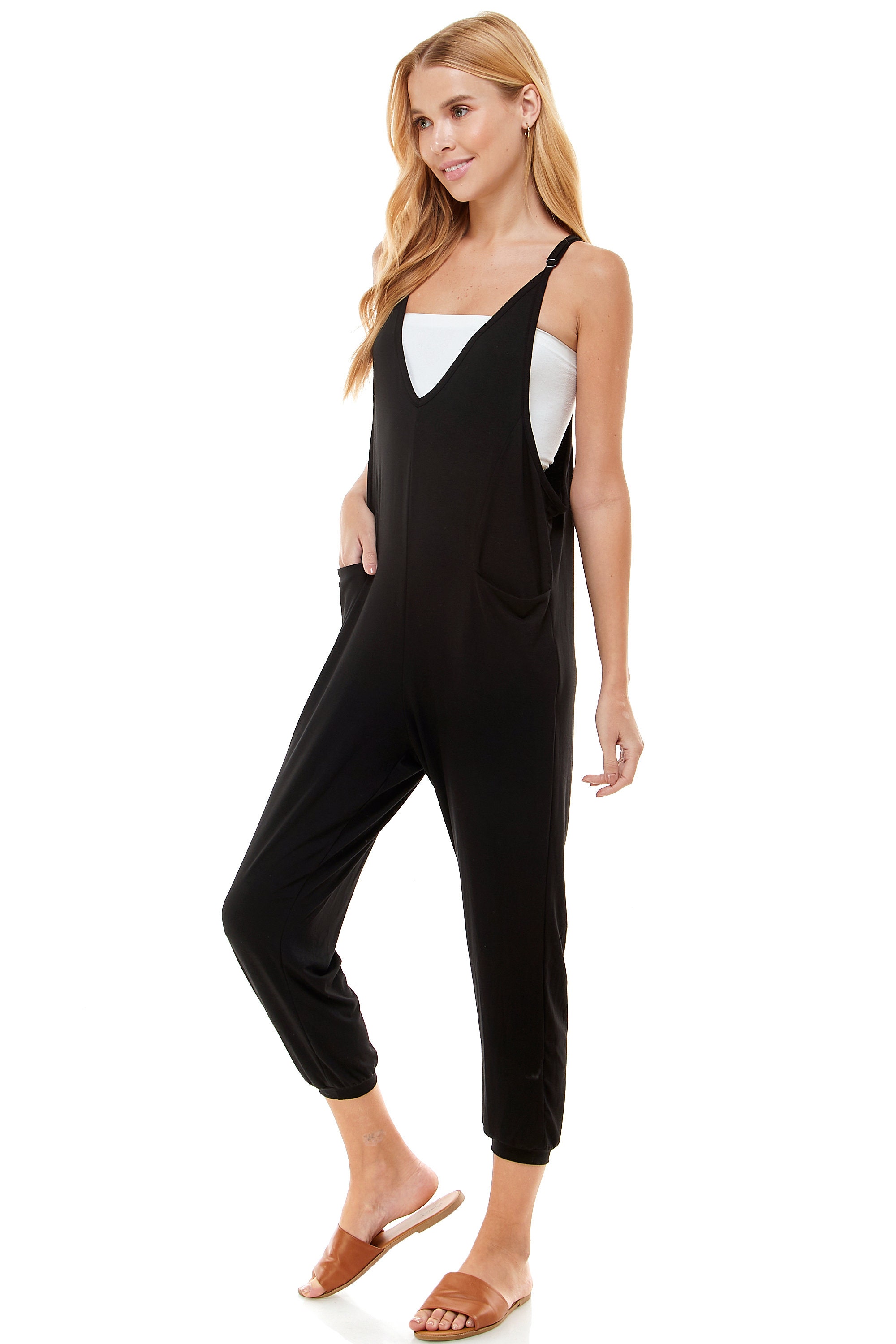 Jumpsuit with deep V neck