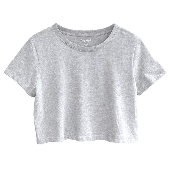 レディースクロップTシャツ / ライトヘザーグレー / ルーズフィット 