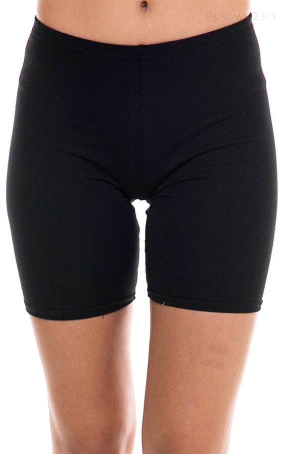 3 Pk Women's Cotton Jersey Biker Shorts Leggings w/ Pockets Yoga Sports  Black S | eBay