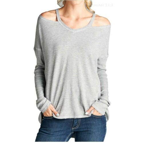 Women's Thermal Top/ Cold Shoulder Long Sleeve / High Low - Etsy