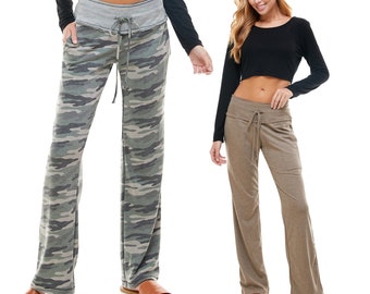 Women's French Terry Flare Pants for Fall Lounging Pants Pajamas Loungewear Knit