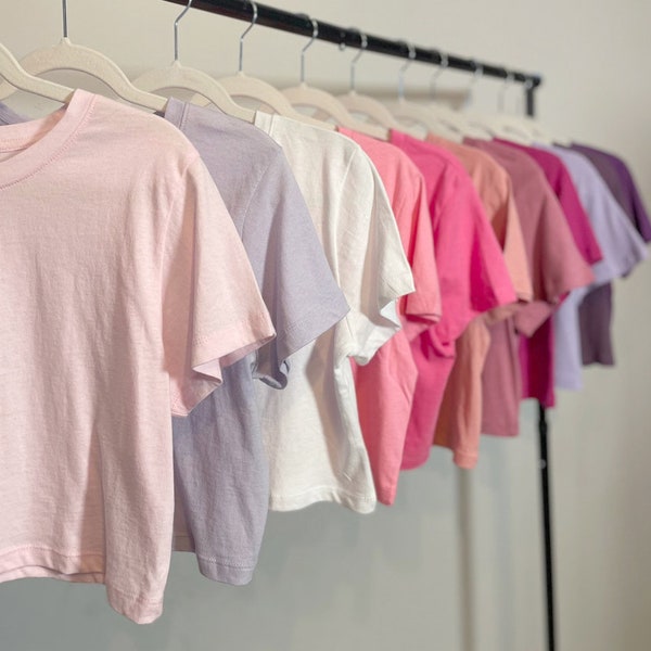 Frauen Crop T-Shirts / Boxy Crop Tops / Feste 100% Baumwolle Crop Tops