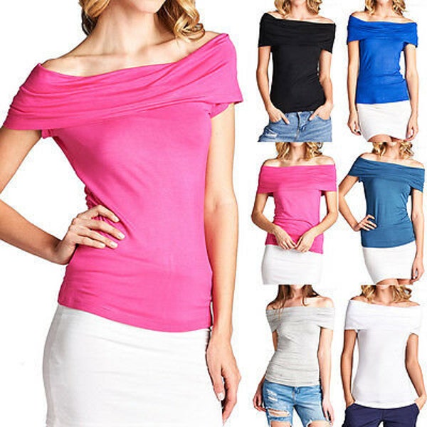 Frauen Solid Tops / Schulterfrei Rüschen Top / Casual Tops