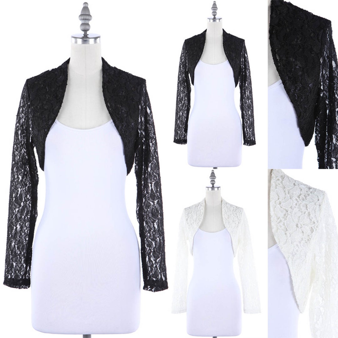 Women's Lace Bolero / Wedding Shrug / Cropped Cardigans / Long Sleeve Boleros / Floral Lace