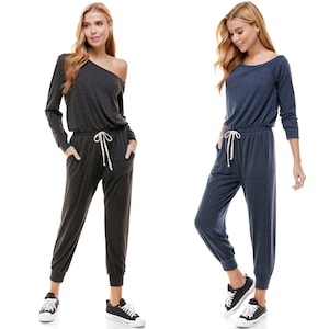 Jumpsuits for women / French Terry / Loungewear / Long Sleeve / Off Shoulder / Jogger