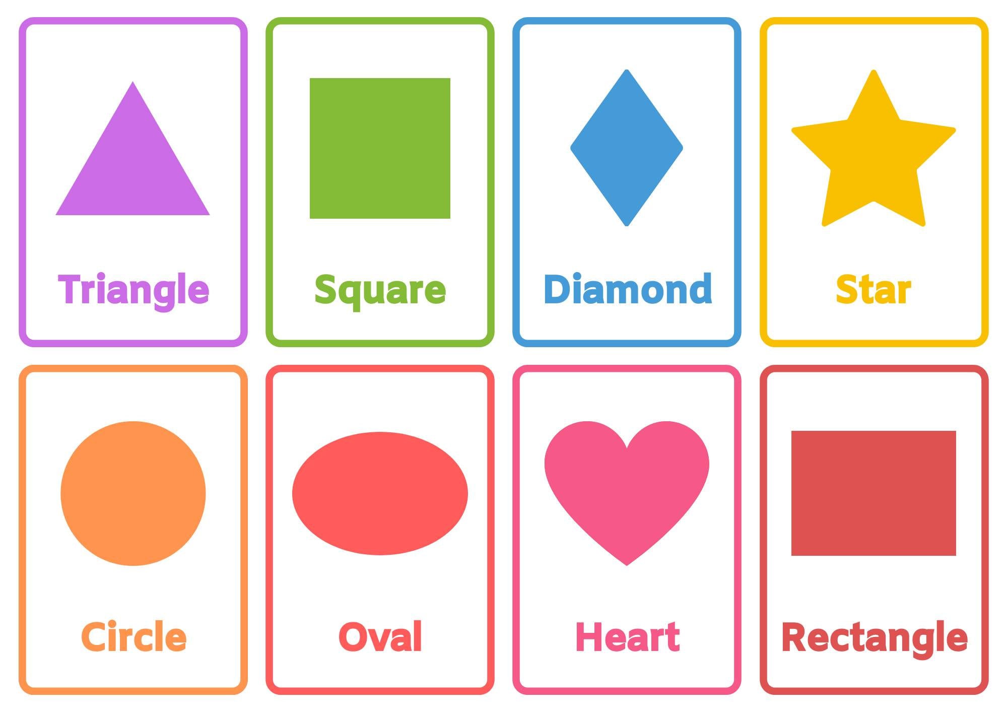 Free printable shapes flashcards templates