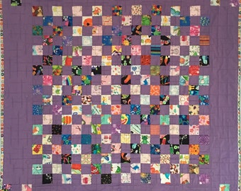 Eye Spy Scrappy Quilt with  Purple