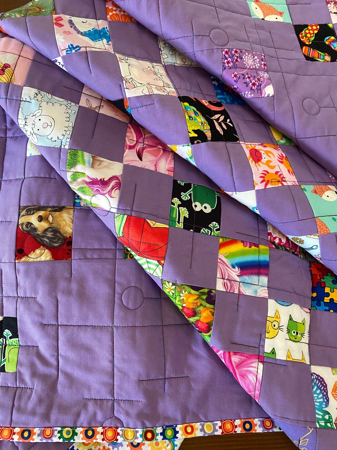 Handmade "i-spy" Scrappy Quilt With Purple - Etsy