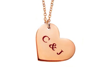 Custom Initials Small Heart Necklace Rose Gold Filled