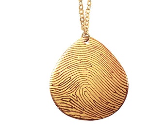 Custom Gold Filled Teardrop Fingerprint Necklace