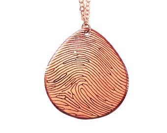 Custom Rose Gold Filled Teardrop Fingerprint Necklace