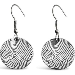Sterling Silver Personalized Fingerprint Earrings