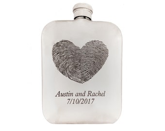 Custom Fingerprint Heart Stainless Steel Flask