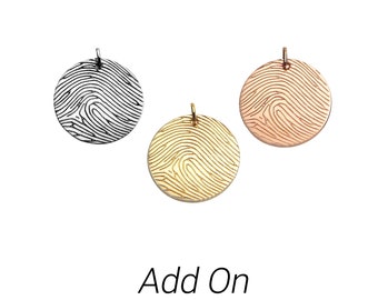 Small Round Pendant ADD ON with Personalized Fingerprint -  Sterling Silver - Gold Filled -  Rose Gold Filled - *Not for sale alone*