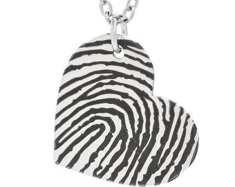 Custom Personalized Small Heart Fingerprint Necklace