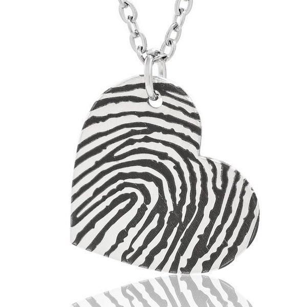 Custom Personalized Small Heart Fingerprint Necklace