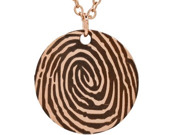 Rose Gold Filled Actual Fingerprint Small Round Necklace