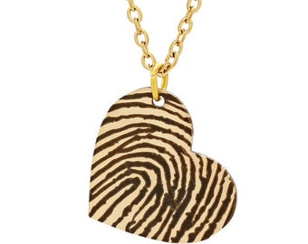 Custom Personalized Gold Small Heart Fingerprint Necklace