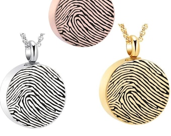 Custom Stainless Steel Fingerprint Cremation Ash Necklace