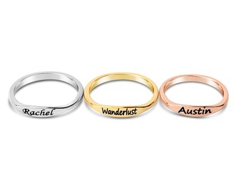 Custom Name Ring - Silver - Gold - Rose Gold