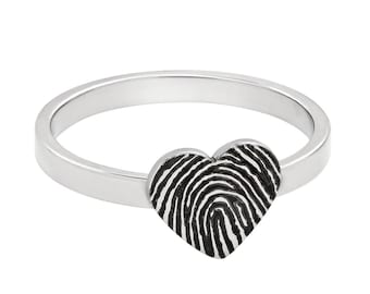 Custom Stainless Steel Fingerprint Heart Ring