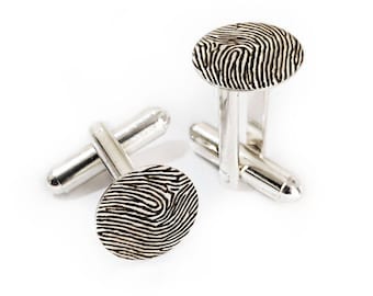 Custom Fingerprint Round Cuff Links