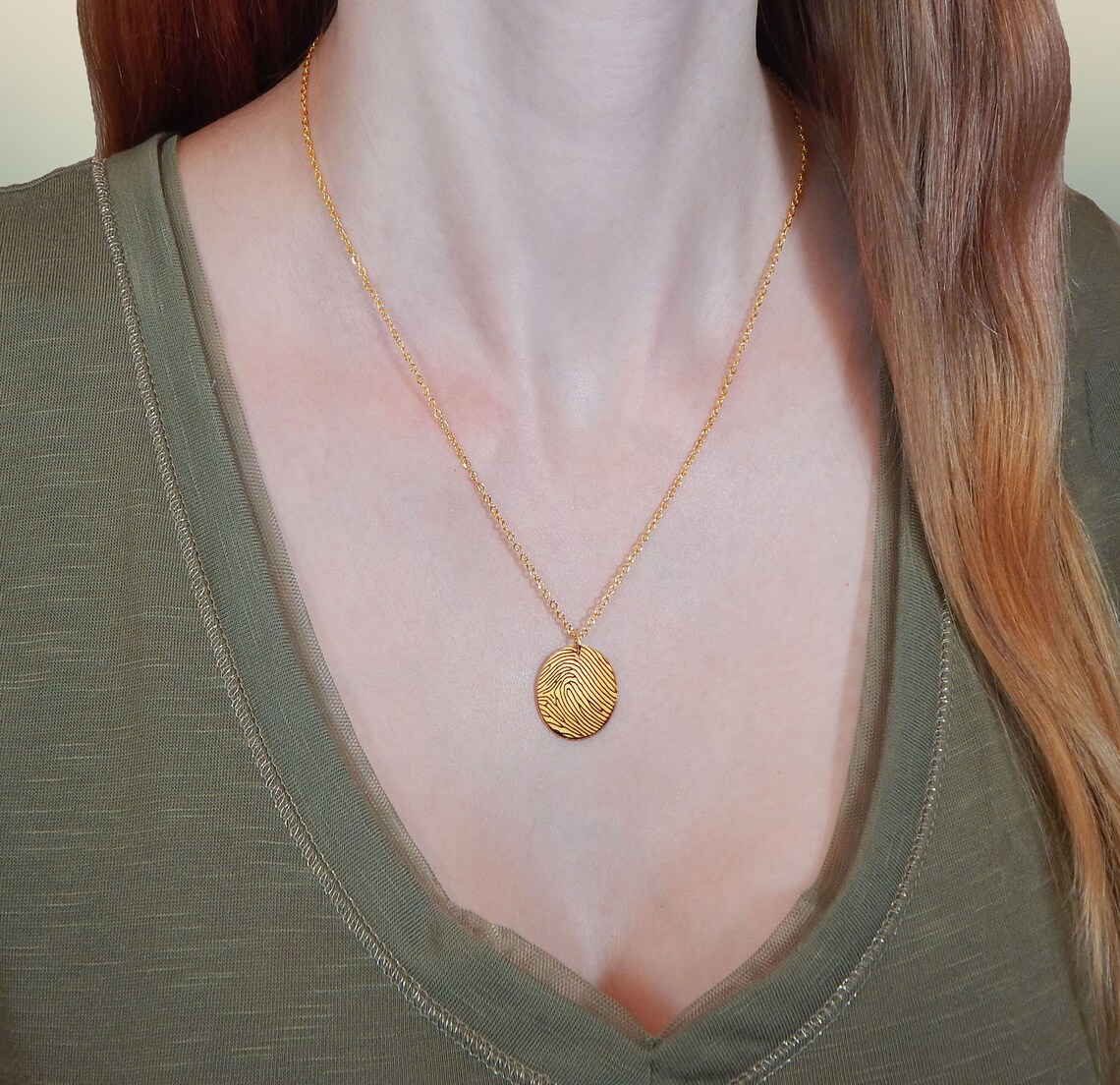 Gold Filled Personalized Fingerprint Small Round Necklace Etsy