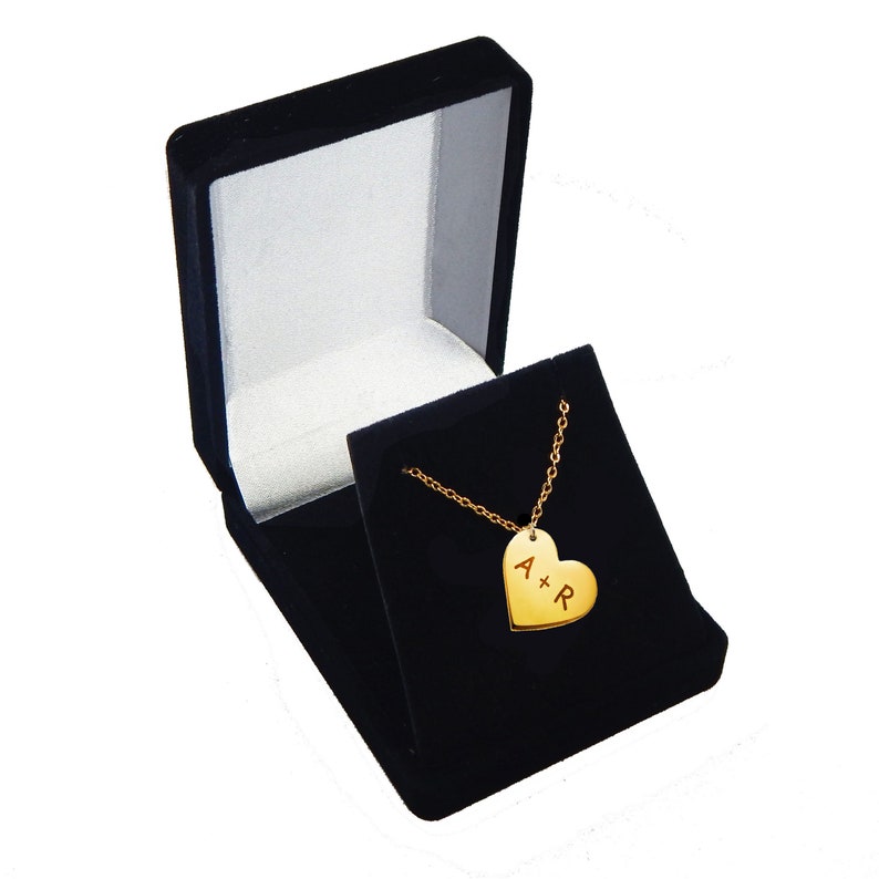 Custom Initials Small Heart Necklace Gold Filled