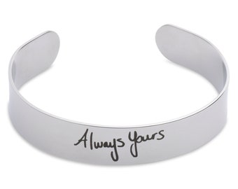 Custom Handwriting Stainless Steel Cuff Bracelet