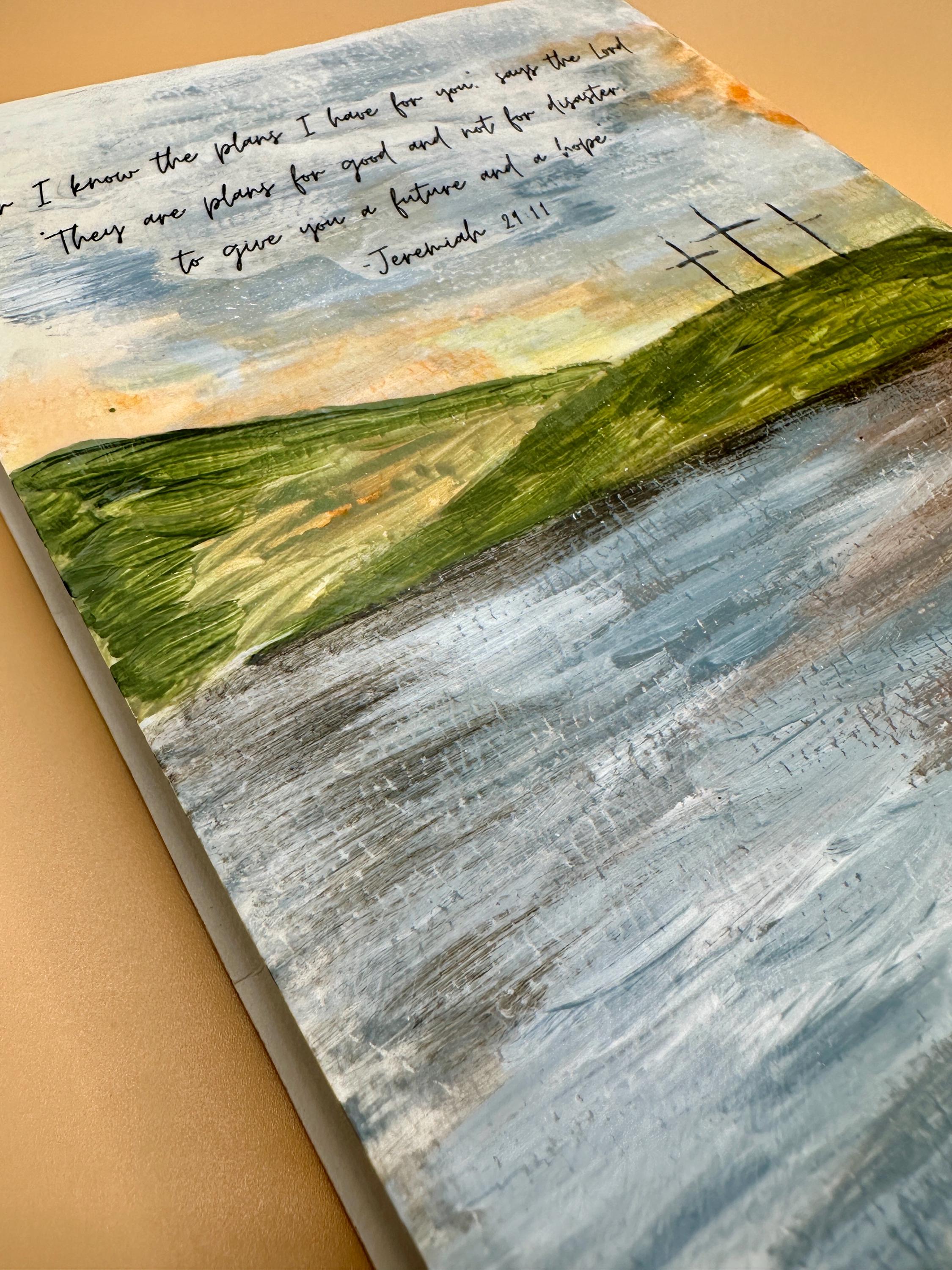 Hand Painted Bible Father and Son Fishing Scene | Custom Acrylic Painted Bible | Christian Gift for Dad | Faith Art Journal - Thumbnail 6