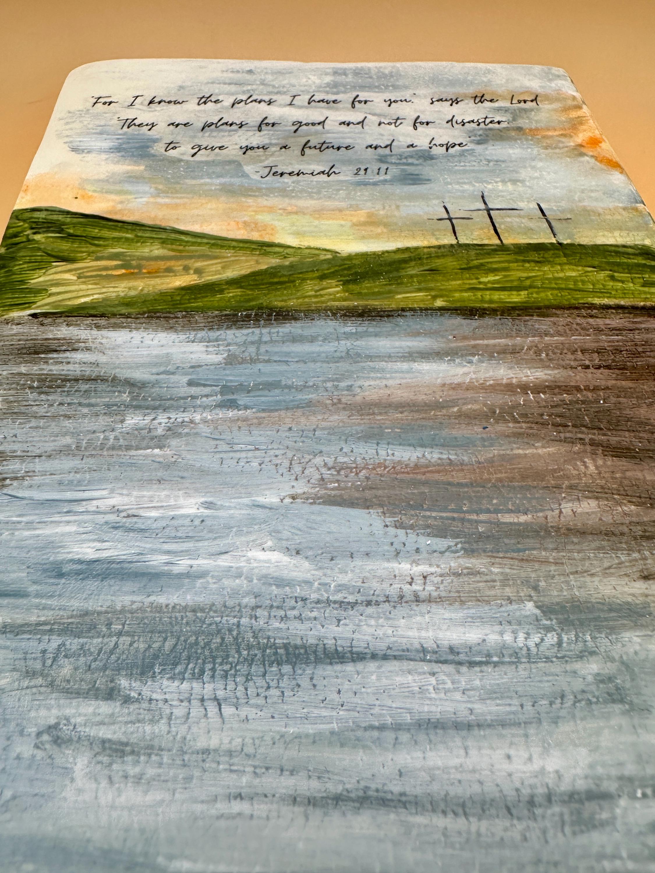 Hand Painted Bible Father and Son Fishing Scene | Custom Acrylic Painted Bible | Christian Gift for Dad | Faith Art Journal - Thumbnail 5
