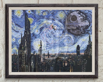 STAR WARS Van Gogh "A Starry Wars Night" Giclee Art Print - Wall Art, Painting, Gift for Her, Gift for Home, Gift for Him, Pop Art