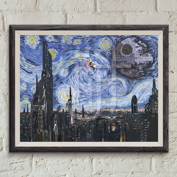 STAR WARS Van Gogh "A Starry Wars Night" Giclee Art Print - Wall Art, Painting, Gift for Her, Gift for Home, Gift for Him, Pop Art