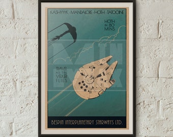 STAR WARS Millennium Falcon Travel Poster Giclee Art Print - Cloud City Wall Art, Home Decor, Gift for Him, Gift for Her, Pop Art,