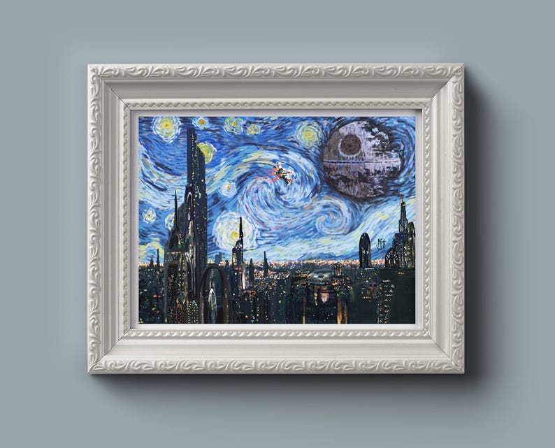 STAR WARS Van Gogh A Starry Wars Night Giclee Art Print Wall Art, Painting, Gift for Her, Gift for Home, Gift for Him, Pop Art image 8