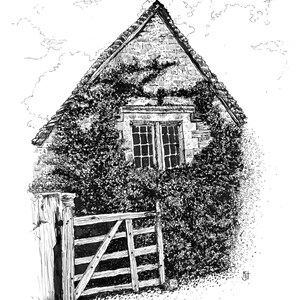 Cotswold Cottage Pen and Ink Art Print – Cozy English Illustration - Etsy