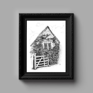 Cotswold Cottage Pen and Ink Art Print – Cozy English Illustration - Etsy