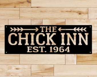 The Chick Inn - Established Year (Personalized) - 24" wide x 8" tall (Standard)