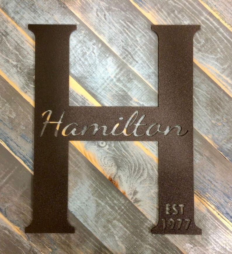 20 Plasma Cut Letters With Name & Est. Date or Etsy