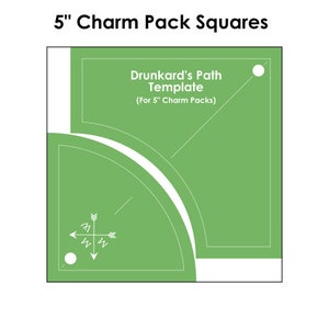 Drunkard's Path Cutting Template for 5" Charm Squares