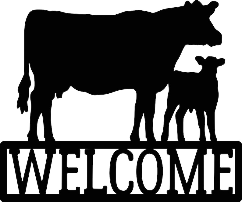 Cow Scene Plasma Cut Metal Sign 18 wide Etsy