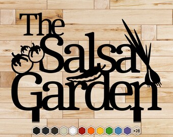 Salsa Garden Metal Sign | Vegetable Garden Art with Stakes