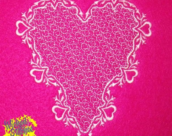 Fancy Heart, Mylar Applique' Optional Machine Embroidery Design
