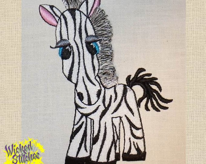 Baby Zebra Fringe Embroidery Design, set of 3 sizes, instant download