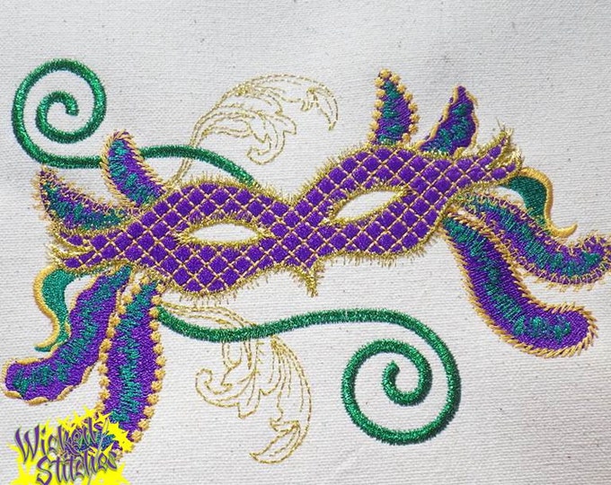 Mardi Gras Fancy Mask Machine Embroidery Design 7.18"W x 4.79"H