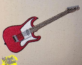 Electric Guitar Machine Embroidery Design, Set of 2 Sizes